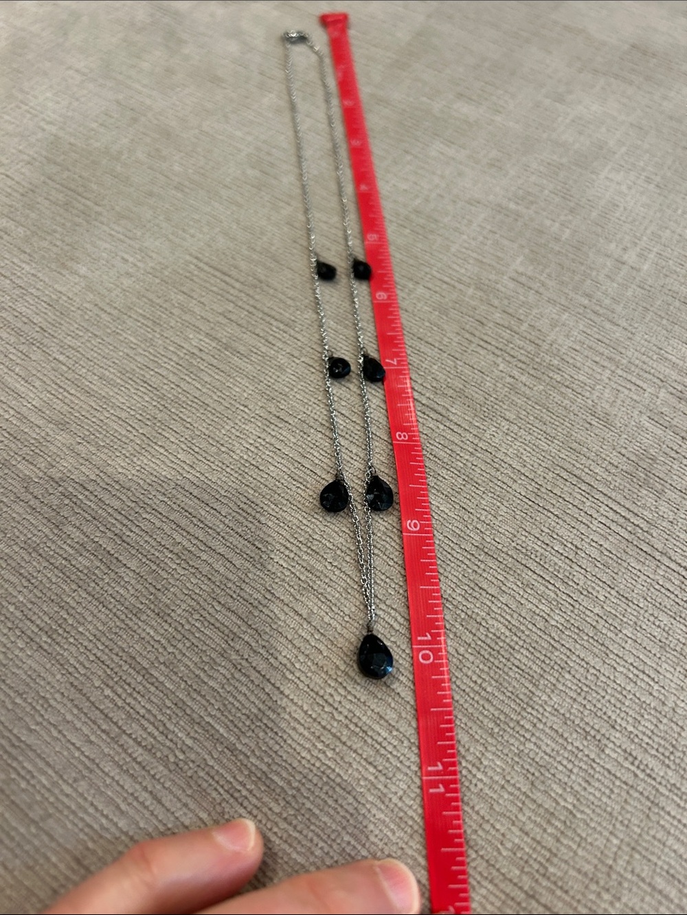 Elegant Black crystal Teardrop Station Necklace image 5